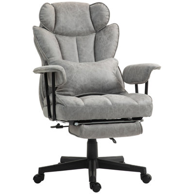 Executive Office Chair, 400LBS Big And Tall Office Chair With Foot Rest, Microfiber Computer Desk Chair With Lumbar Support, Reclining Function And Wi by 17 Stories