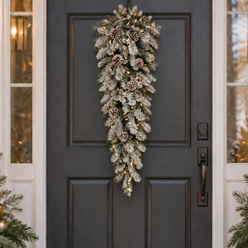 Snowy Stockbridge Pre-Lit 3 Foot Swag with Twinkle Lights and Silver Glitter Pinecones