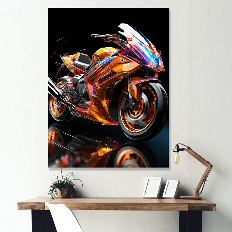 Une aventure à moto rapide, Toile tendue, H 40 po x l 30 po x P 1,5 po