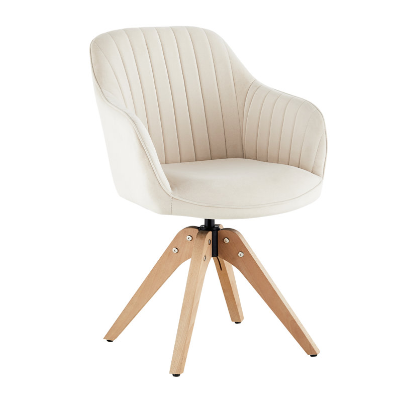 360° Swivel Dining Chairs, 1Er Set Velvet Upholstered Accent Chair,Beige, Velvet, Beige