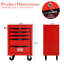 5 Drawers, Tool Chest, Red&Black, Bearing Drawer Slides, High - Efficiency Performance, Organizer, Universal Wheels, Key Locking System 20" Red&Black 5 Storage Trolley, Slide For Heavy Duty Use,