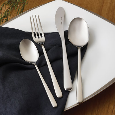 Karaca Influx 84 Piece 316+ Stainless Steel Premium Cutlery Set for 12 People, Silver