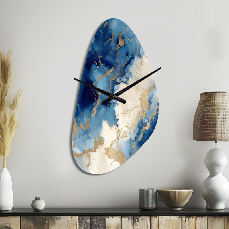 Horloge murale 3D bleu et or, Moyenne