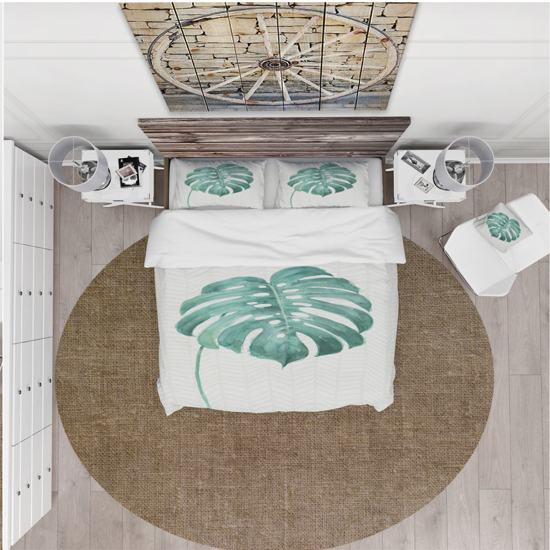 Ensemble de housse de couette à feuilles en plantes vi mixed, Housse de couette très grand + 2 taies décoratives
