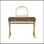 Bureau de meuble-lavabo en noyer et doré avec miroir et plateau à bijoux