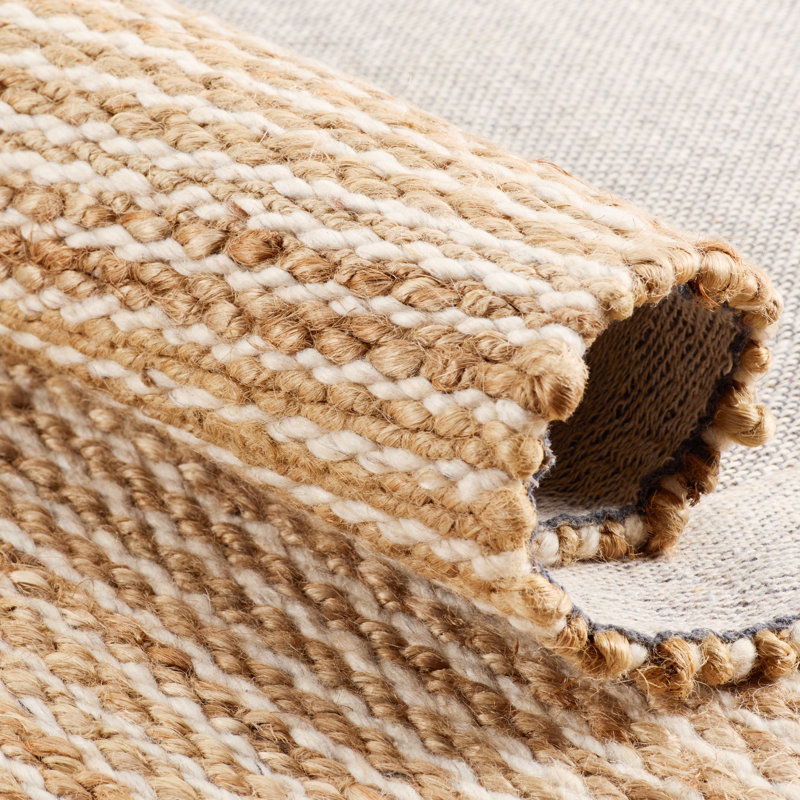 Tapis beige / ivoire uni fait à la main Kate Lester + Jaipur Living Rosier (2 pi x 3 pi), Rectangle 2 pi x 3 pi