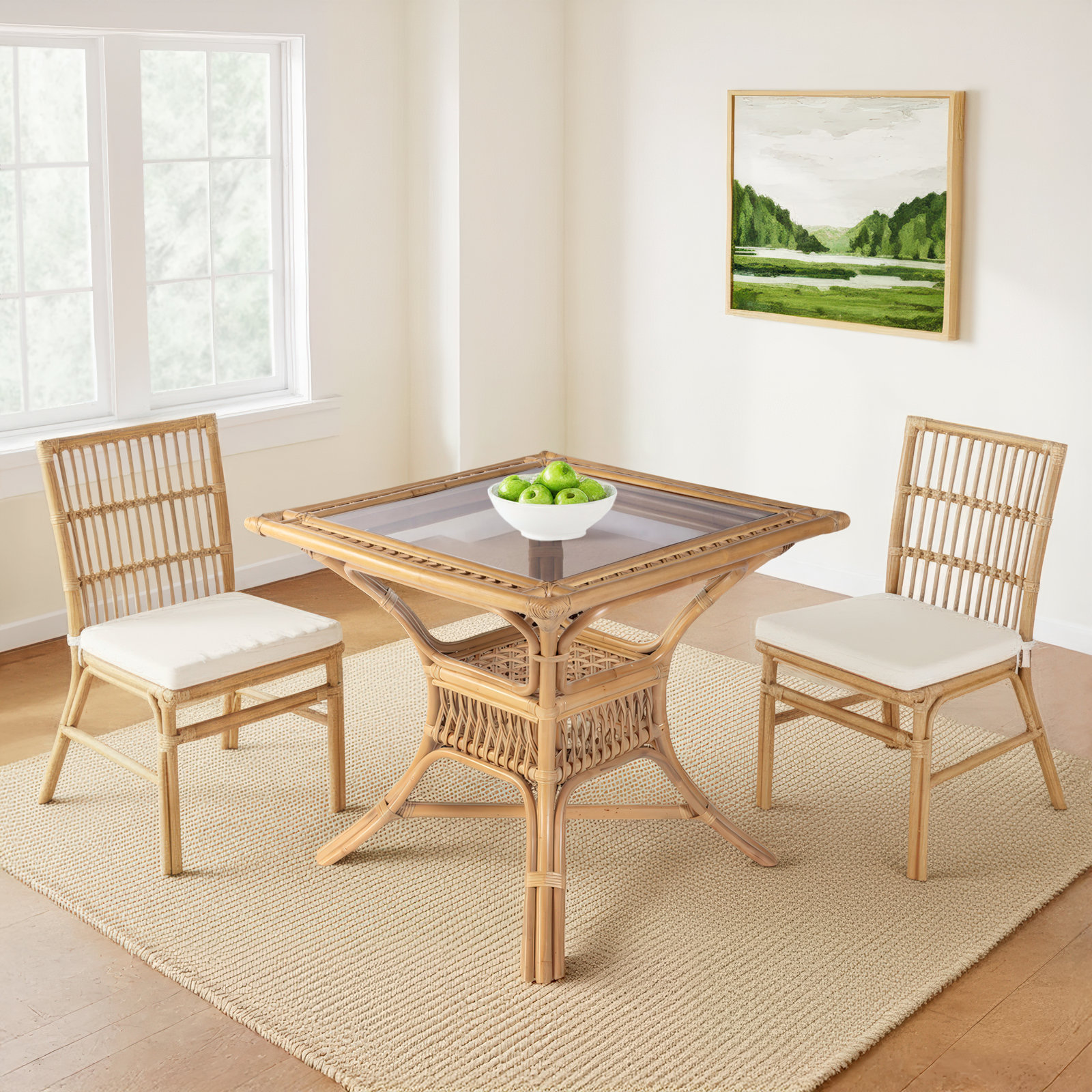 Beachwood 34.25 in. W Square Rattan Dining Table