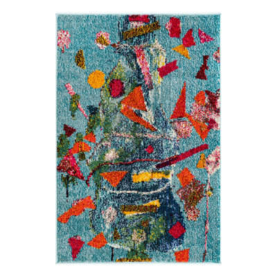 Tapis abstrait bleu / orange 