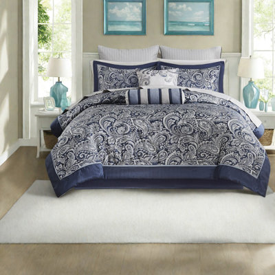 Ensembles de literie de luxe bleu marine, jacquard en polyester, style moderne pour la maison