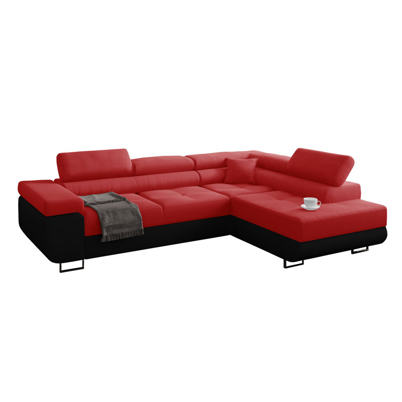 Anguel 4 Seater Sofa Bed, Right Hand Facing, Red/Black 