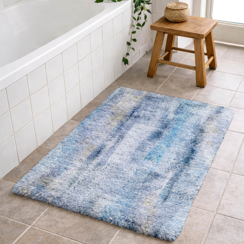 Tapis à poil long de qualité supérieure lavable à la machine ADS537, Bleu, 2 pi 6 po x 3 pi 10 po