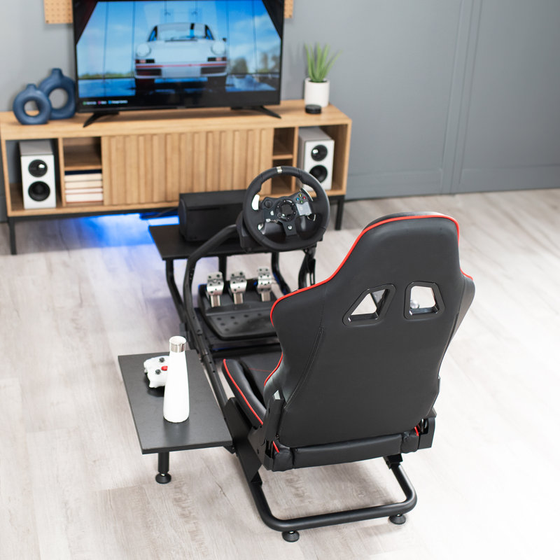 VIVO Racing Simulator Cockpit, Wheel Stand, Reclining Seat, Gear Mount, Shelves (STAND-KIT-RACE1S)