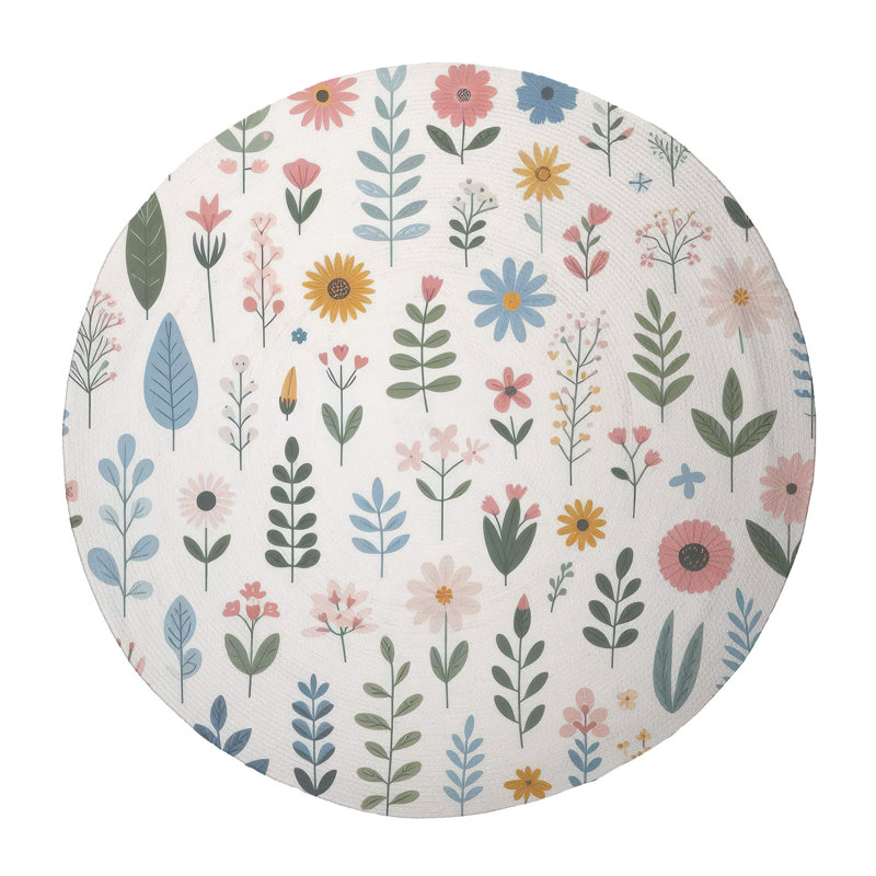 Tapis tressé Petal & Leaf Harmony, Rond 5 pi