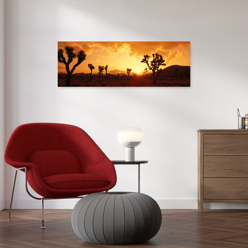 Coucher de soleil, Joshua Tree Park, Californie, abstrait coloré, paysage de cactus contemporain, art mural
