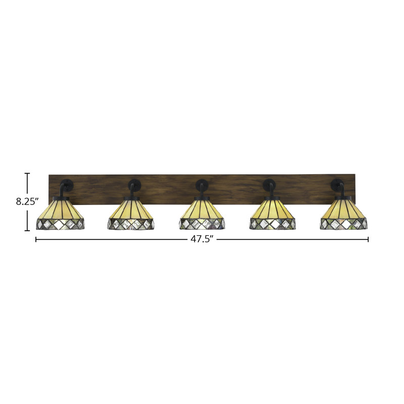 Barre d'éclairage de salle de bain 5 lumières Oxbridge, Noir mat/brun