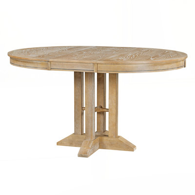 TREXM Farmhouse Dining Table Extendable Round Table for Kitchen, Dining Room(Natural Wood Wash)