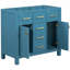 Meuble-lavabo bleu 36 po en bois massif, 4 tiroirs, 2 armoires, commode moderne