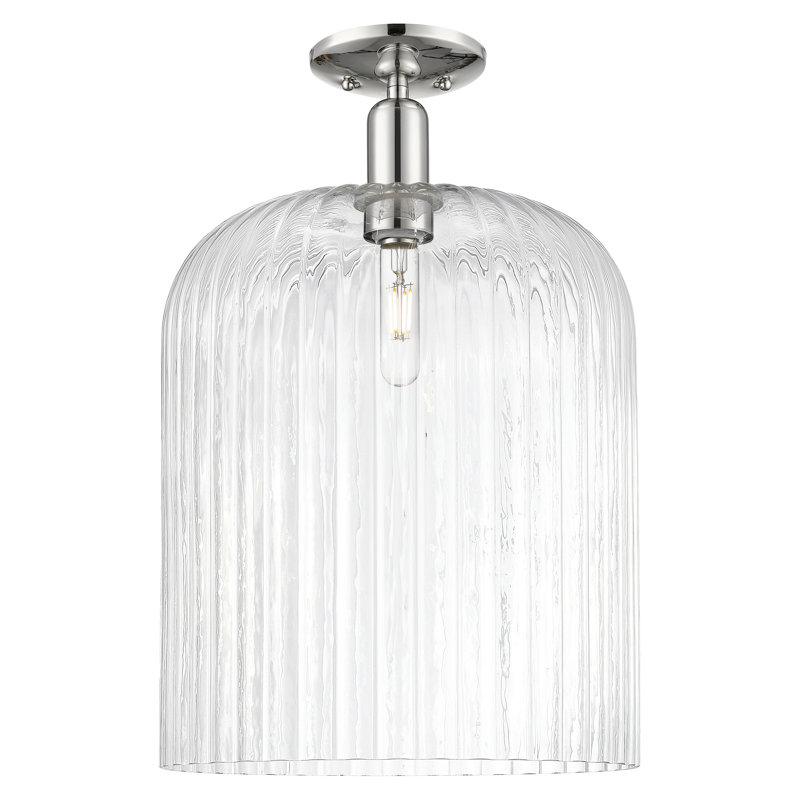 Downtown Urban - Franklin - 1 Light 12" Semi-Flush Mount , Clear, Polished Nickel