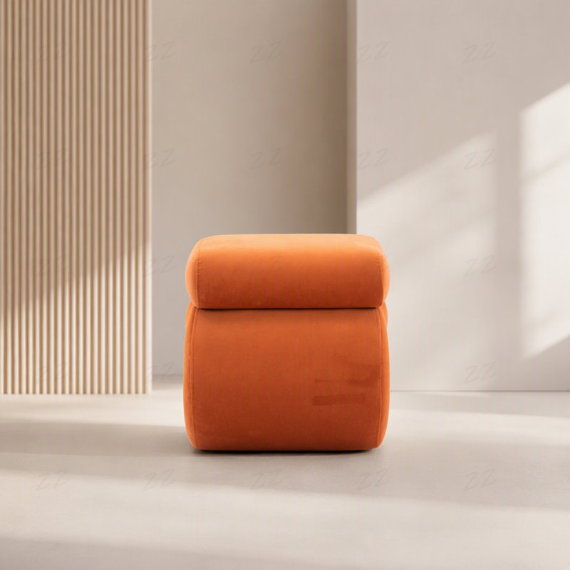 Pouf en velours, Velours orange