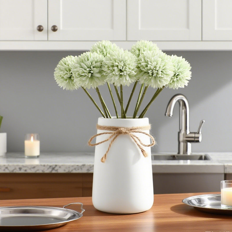 12 boules de fleurs artificielles, H: 11,8 po x l: 2,36 po Hortensia Pompon Home Decor, Vert