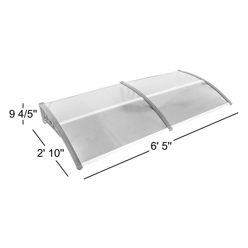 77'' W x 9.8'' D Polycarbonate Cover Awning, Brown