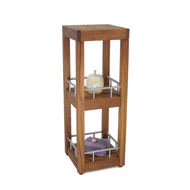 Sula Solid Wood and Teak Freestanding Bathroom Shelves