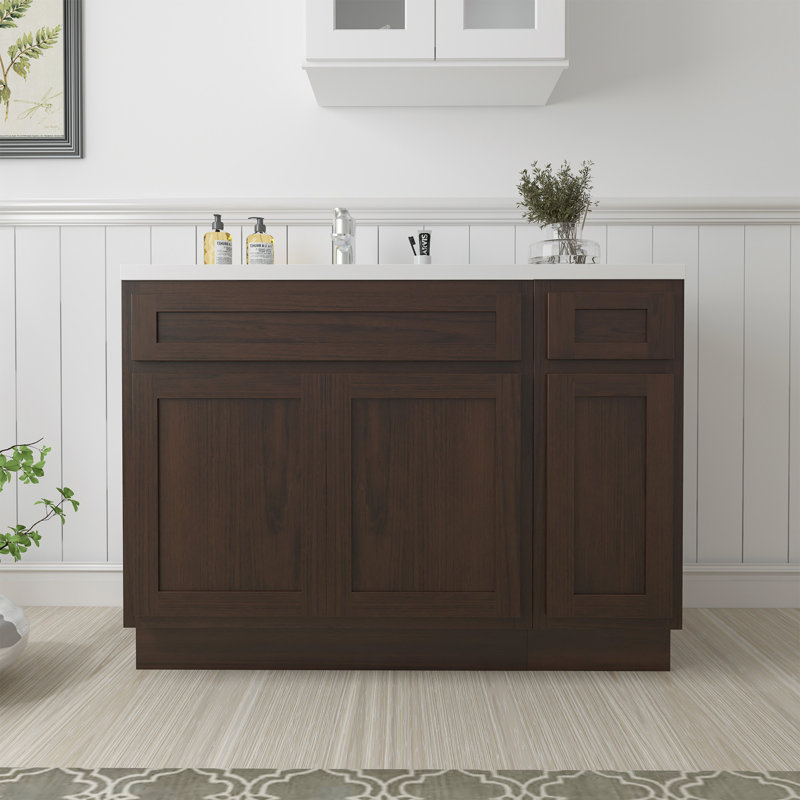 48 in Medium Brown Plywood Freestanding Bath Vanity Cabinet