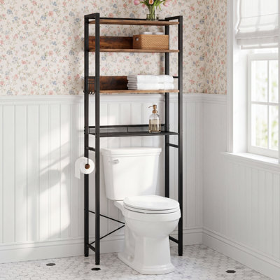 Calirose 23.6" W x 68 "H x 9.4" D Over The Toilet Storage with 4-tier shelf & 4 hooks