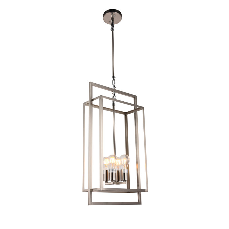 Luminaire suspendu rectangulaire 4 lumières lanternes Dorado