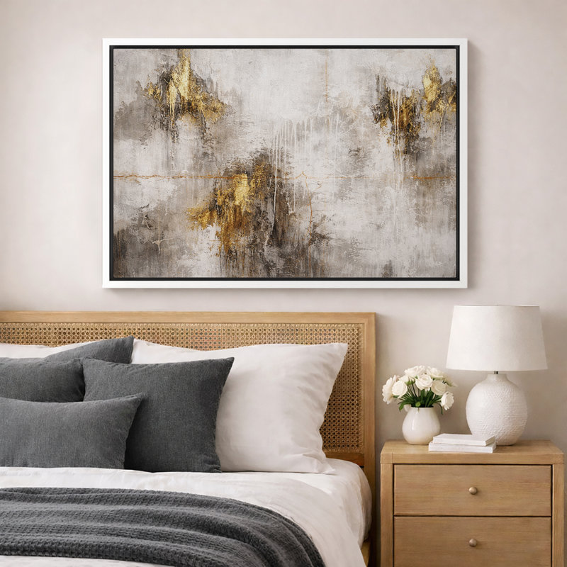 Œuvre d'art abstraite, neutre et rustique, photos de salon moderne, impression sur toile encadrée, Cadre blanc