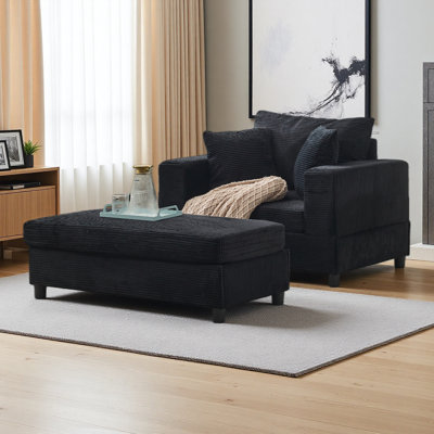 Chaise longue avec repose-pieds amovible et canapé-lit d'appoint rembourré avec coussins, fauteuil rembourré à assise profonde moderne