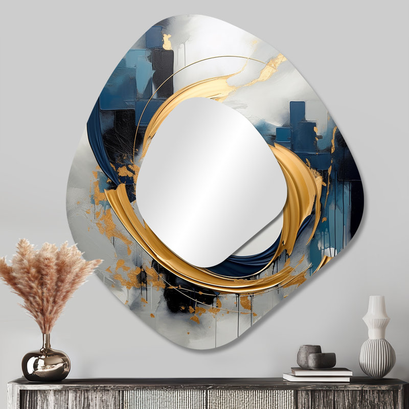 Hunnewell - Miroir mural moderne irrégulier, 35 po x 31 po