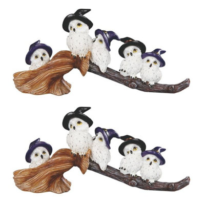 «2-PC Set» ICE ARMOR l 10 po famille de hiboux sur une statue de figurine, sculpture, ornement, décoration de la maison / chambre et idées de cadeaux parfaits pour la pendaison de crémaillère, les fêtes et les anniversaires