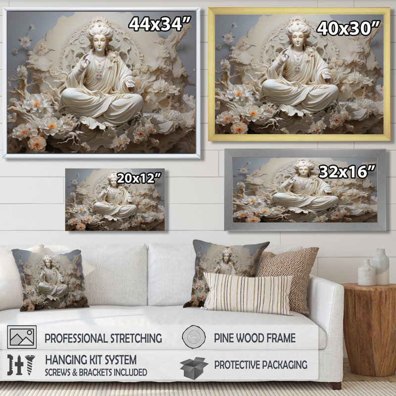 Hindou Bhagavad Gita Béni I, H 12 po x l 20 po x P 1 po, Cadre flottant blanc