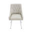 Chaise de salle à manger rembourrée en cuir moderne avec dossier capitonné à losanges - Confortable et élégante pour la salle à manger, le bureau et le café (gris clair, ensemble de 2)-133753008-133753011