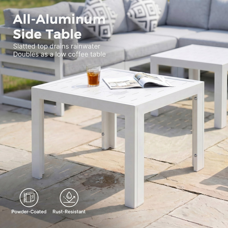 Ensemble de conversation modulaire en aluminium 8 pièces pour 8 personnes avec coussins et 2 tables d'appoint, canapé modulaire d'extérieur en forme de L 8 pièces