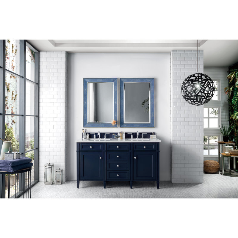 Brittany 60'' W Double Vanity, Victory Blue, Eternal Jasmine Pearl, 8" Widespread