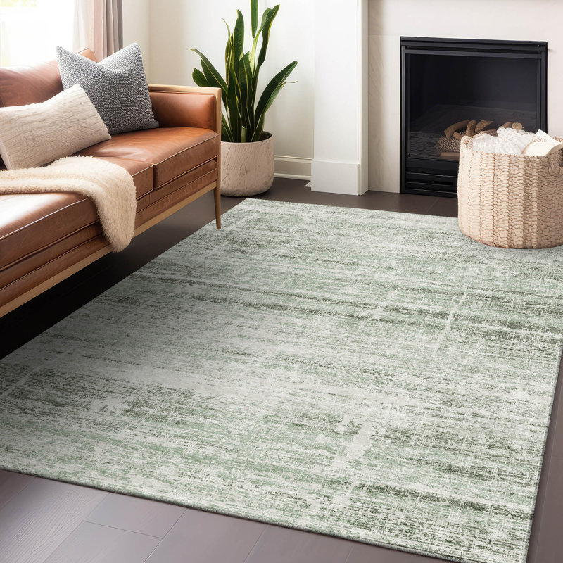 Tapis sauge de qualité supérieure Gerardo, Rectangle 2 pi 6 po x 3 pi 10 po