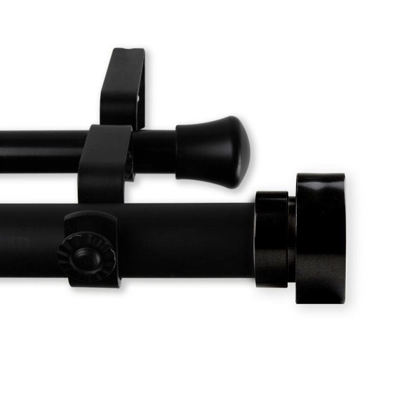 Tringle à rideaux double réglable, Noir, De 28 po à 48 po de largeur