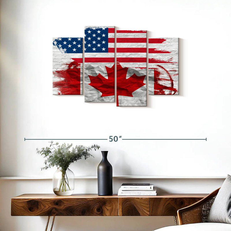 Borges USA And Canada Flag, 22" H x 36" W