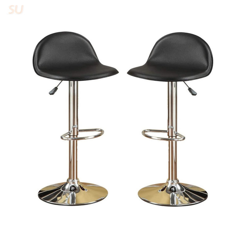 Ensemble de 2 tabourets à hauteur réglable en similicuir avec base chromée et sièges rembourrés confortables pour les cuisines modernes