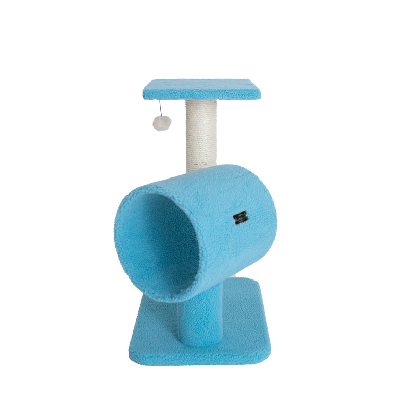 Sky Blue Cat Tree with Sisal Scratching Post and Tunnel