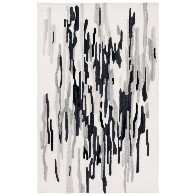 Tapis ivoire / noir Rodeo Drive 858, Rectangle 4 pi x 6 pi