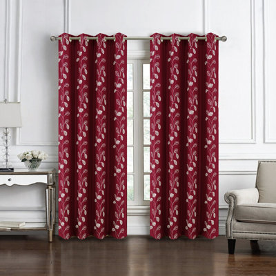 Reed Embroidered Grommet Panel 84" Burg