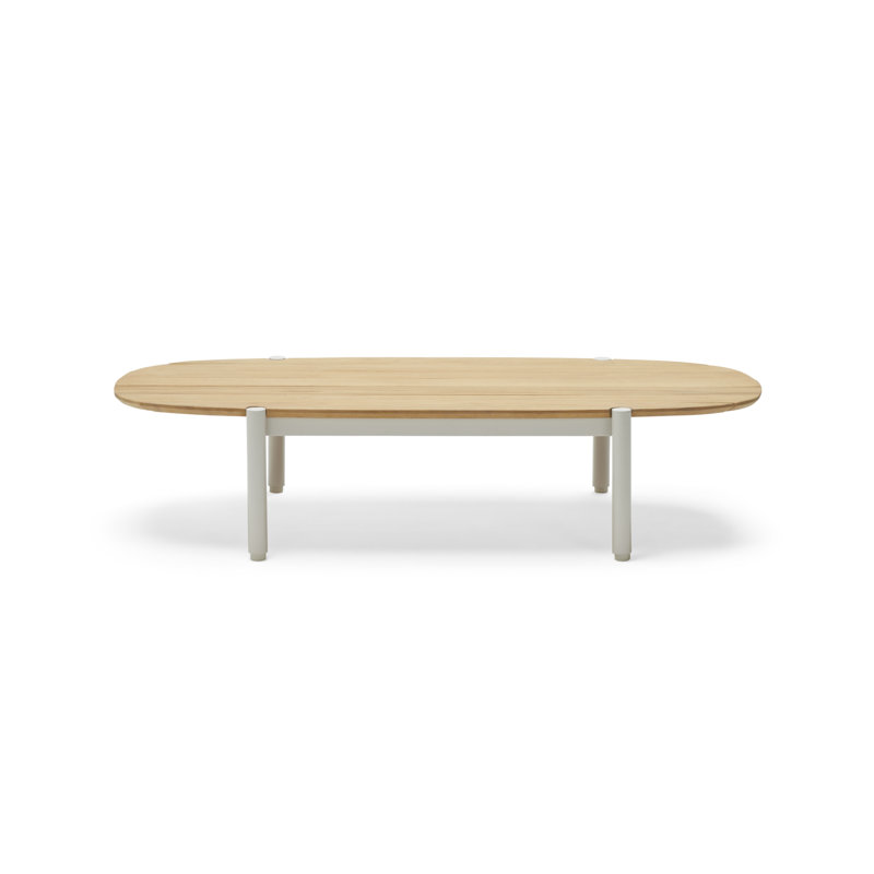 52'' Putty Teak and Aluminum Outdoor Coffee Table