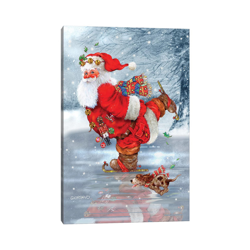 Skating Santa 1 Piece Wrapped Canvas Painting, 66.04 cm H x 45.72 cm W x 3.175 cm D