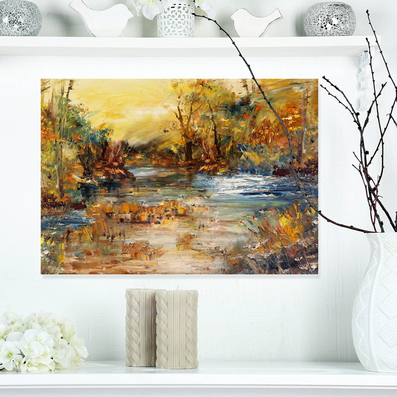 Schafer «River in Forest», peinture, H 12 po x l 20 po x p 1 po, Toile tendue