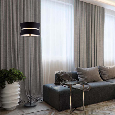 Breeann 160cm Satin Black Paint Traditional Floor Lamp
