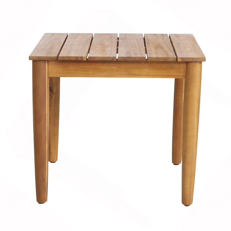 Table d'appoint carrée en bois d'acacia de 50 cm, table de chevet extérieure à lattes pour patio, balcon, jardin et salon