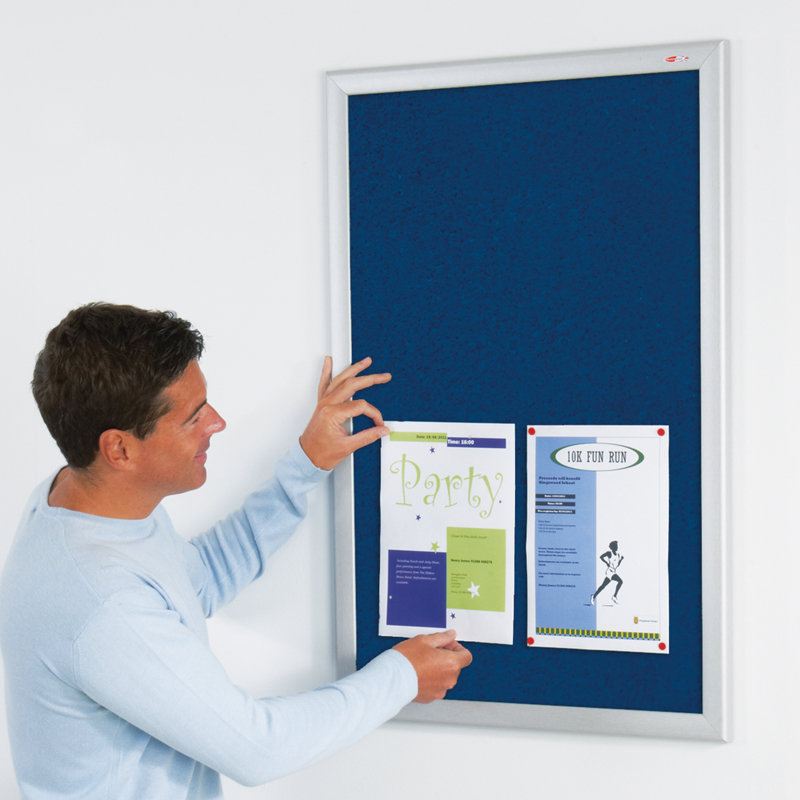 Wall Mounted Bulletin Board, Blue, 60 cm H x 90 cm W